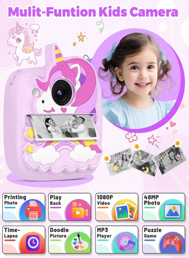 YINGOOT Kids Camera Instant Print, Christmas Birthday Gifts for Gils Age 3-8, 48MP &1080P Children Camera with Silicone Cover, Portable Toy Instant Camera for Kids 3 4 5 6 7 8 9 10 Year Old Girls - Image 3